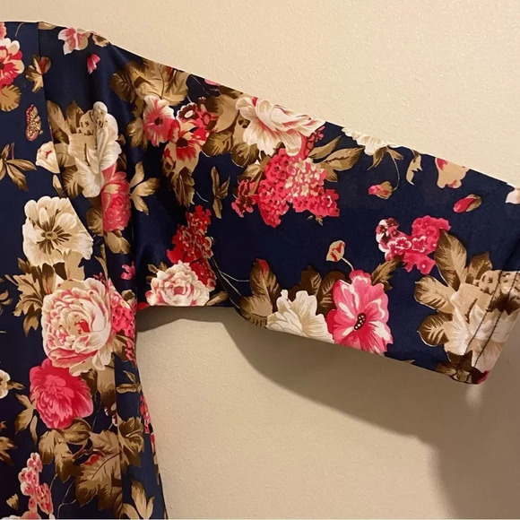 Women’s Southern Charm Boho Overall Rose Pattern V-Neck 3/4 Sleeves Size M - Picture 5 of 10